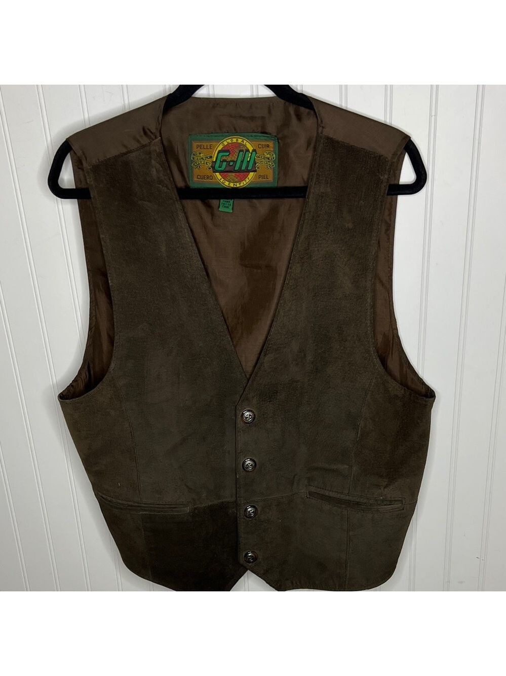Men's G-111 Brown Suede Vest Size Large